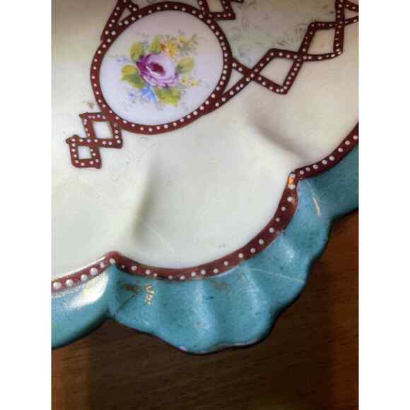 Antique Nagoya Nippon Raised Paint NPSK Moriage Plate Embossed 12x5 READ - Picture 9 of 10